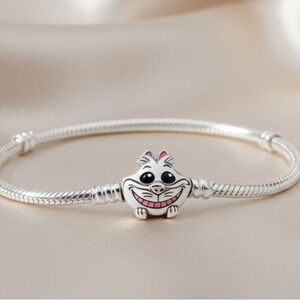 Silver Charm Bracelet with Smiling Face